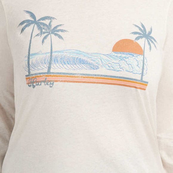 NWT Hurley Women's Long Sleeve Graphic Crew Neck Tee White Size M $60 Z950 - Picture 4 of 4